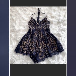 Luxxel Navy Lace Romper